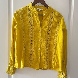 Chic Yellow Lace Detail Blouse